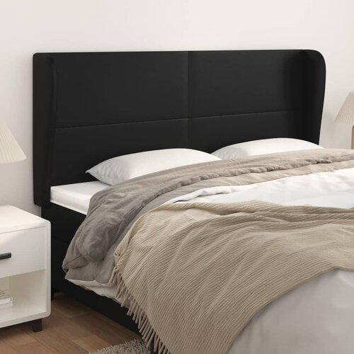 vidaXL Vzglavje z ušesi črn 203x23x118/128 cm umetno usnje Cene