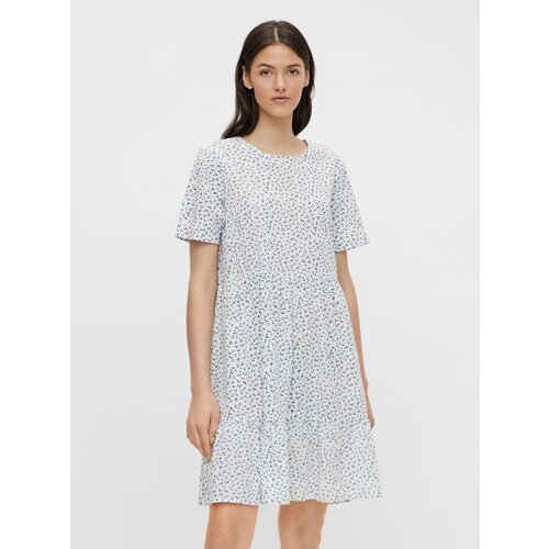 Pieces White Floral Loose Dress Trine - Women Slike