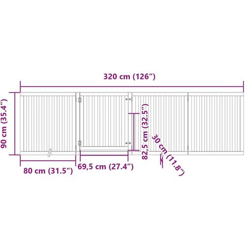 vidaXL Vrata za pse s vratašcima 4 panela sklopiva 320 cm drvo topole Cijene