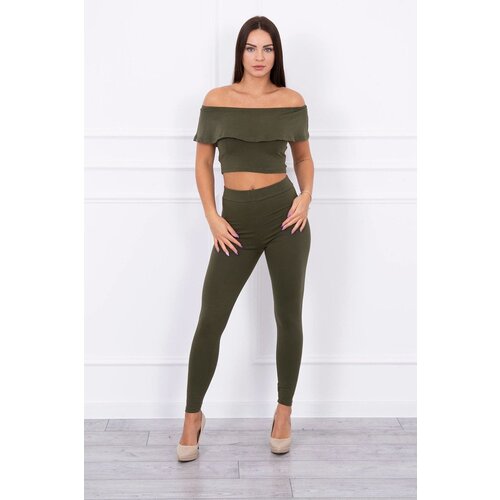 Kesi Set with ruffle khaki Slike