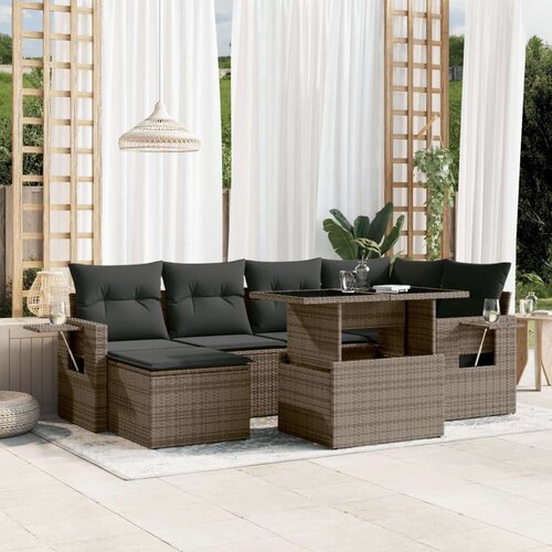  7-dijelni set vrtnih sofa sivi od poliratana Slike