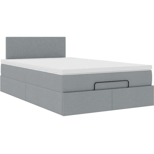VidaXL Otomanski krevet s madracem svijetlosivi 120x200 cm tkanine Slike