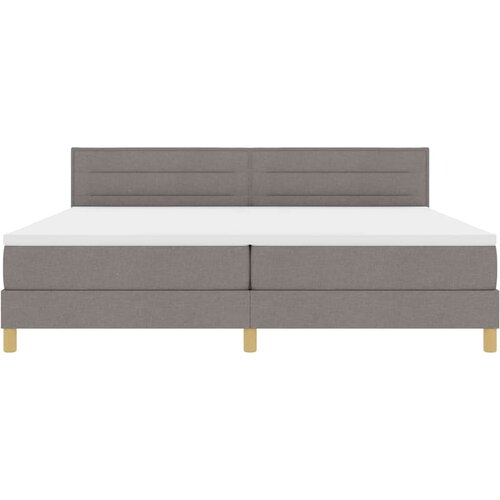  LED Box Spring Krevet Sivo-smeđa 200 x 200 cm tkanina Slike