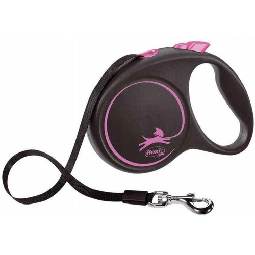 Flexi dog black design s tape roze 5m Cene