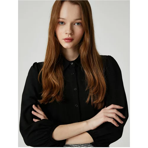 Koton Shirt with Balloon Sleeves and Buttons Front Classic Collar