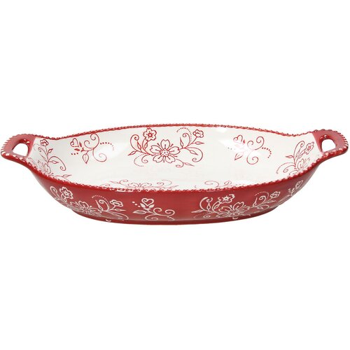 Tognana Činija Natalia Pyrex 30.5x19.5 cm, Crveno-bela Cene