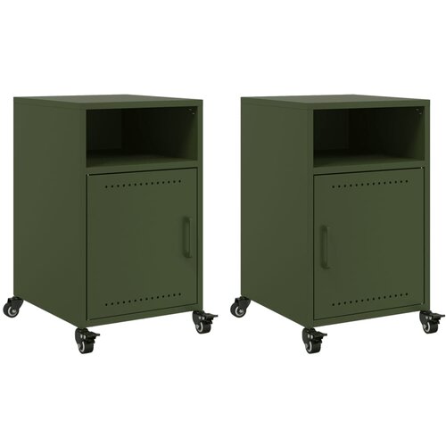 Maison Chic Dvo delni komplet Nočne omarice - Nočne mize olivno zelena 36x39x59 cm jeklo, (21689630) Cene