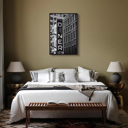  Slika - New York Neon Sign (1 Part) Vertical 60x90 U crnom drvenom okviru Slike