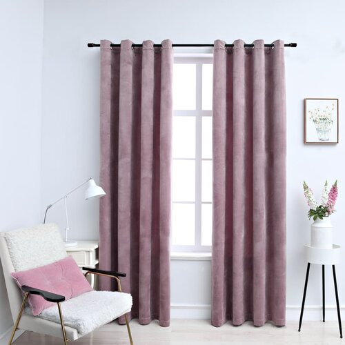 vidaXL Zavjese za zamračivanje 2 kom baršunaste ružičaste 140 x 225 cm Cijene
