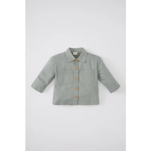 Defacto Baby Girl Pocket Gabardine Long Sleeve Shirt