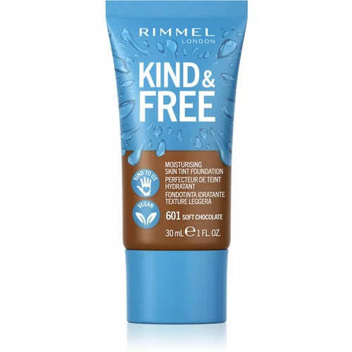 Rimmel London Kind & Free lahki vlažilni tekoči puder odtenek 601 Soft Chocolate 30 ml