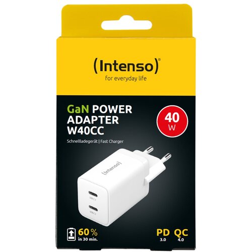 Intenso Punjač kučni, brzi, 2 x USB-C, 3A, 40W &amp;ndash; Power Adapter W40CC GaN Slike