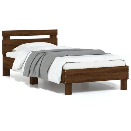 vidaXL Okvir za krevet s uzglavljem smeđa boja hrasta 90x190 cm drveni