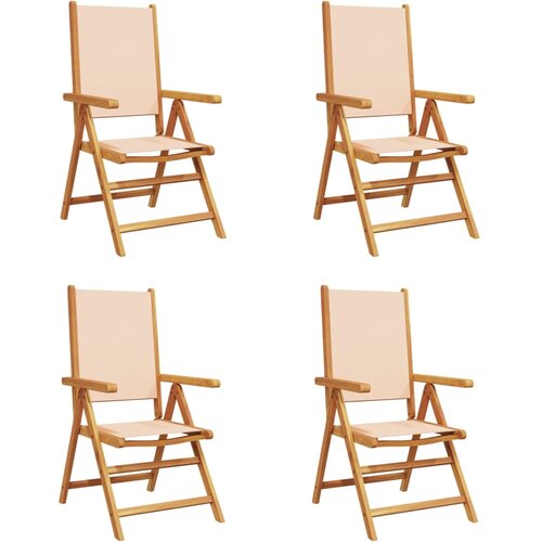 Maison Chic Nastavljivi vrtni stoli - Stol za vrt 4 kosi bež blago in trden les JS107, (21877938) Slike