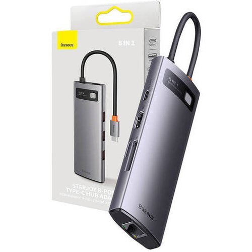 Baseus Vozli&amp;scaron;če 8v1 serije StarJoy, USB-C na HDMI + 3 x USB 3.1 + USB-C PD + RJ45 + microSD/SD Slike