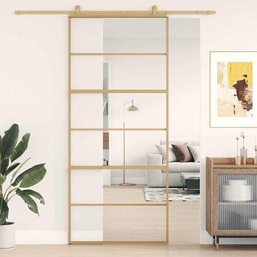  Klizna vrata zlatna 90 x 205 cm prozirno staklo ESG i aluminij - Zlatno 90 x 205 cm 1 5 vodoravnih &scaron;ipki Cijene