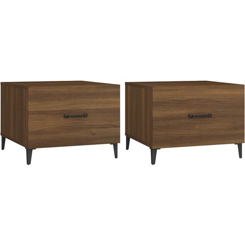  Stolići za kavu s metalnim nogama 2 kom boja hrasta 50x50x40 cm Smeđa Slike