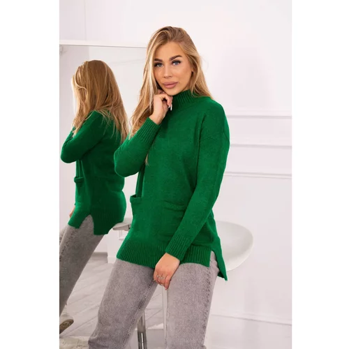 Kesi Sweater with stand-up collar light green