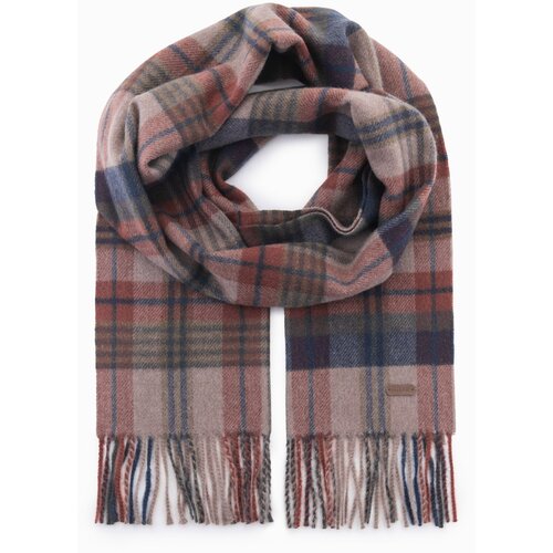 Ombre Men&amp;#039;s Scottish check scarf with tassels - brown and brick Slike