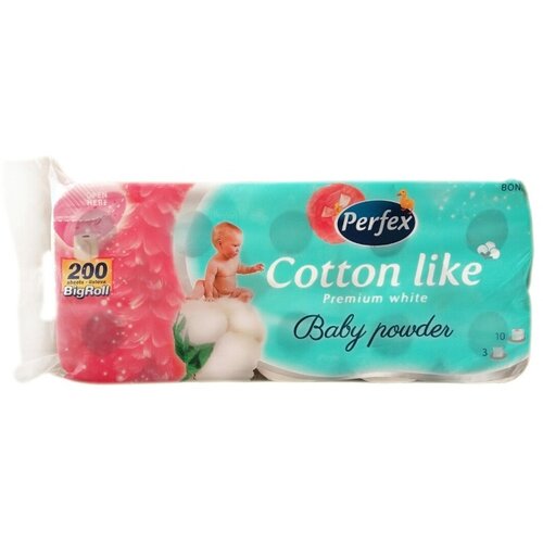 Perfex troslojni toaletni papir cotton like baby powder 10 rolni Slike