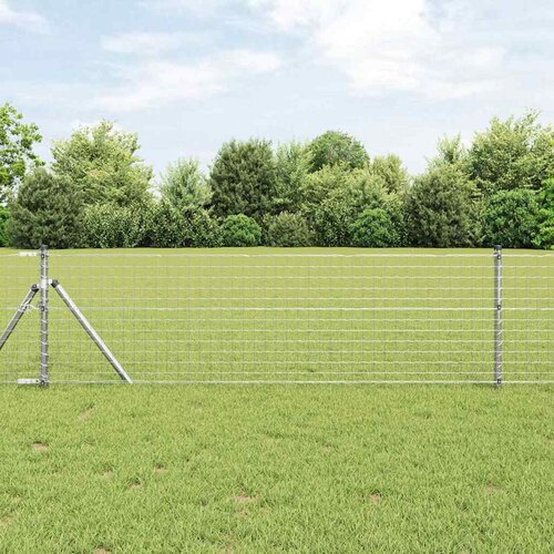  Ograda s postovima Srebrno 0,8 x 25 m Čelik i PVC Cene