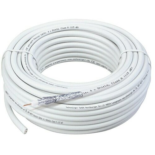 SCHWAIGER Koaksialni kabel (10 m, Bela, 115 dB, 75 &Omega;) Cene