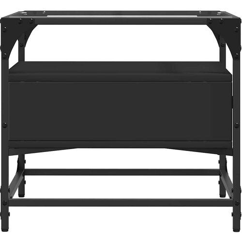  Stolić za kavu sa staklenom povr&amp;scaron;inom crni 50x50x45 cm čelični Slike