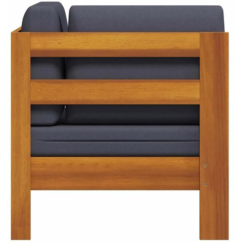  Kutna sofa s tamnosivim jastucima masivno bagremovo drvo Slike