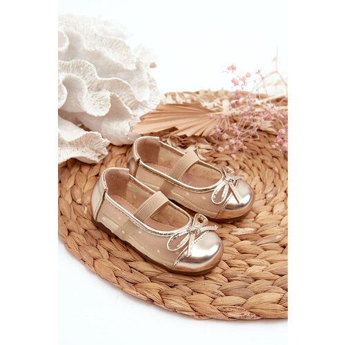 Kesi Children&amp;#039;s ballerinas with golden Jellema bow Slike