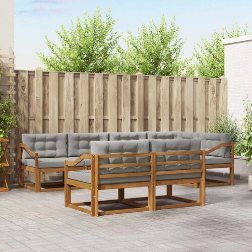  Set vanjskih sofa s jastukom 7 pcs Prirodna i svjetlosiva Cene