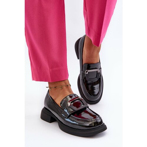 Kesi Women's patent leather loafers Black Fidodia Slike