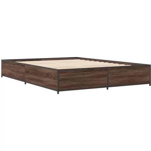 vidaXL Okvir za krevet smeđi hrast 140x190cm konstruirano drvo i metal