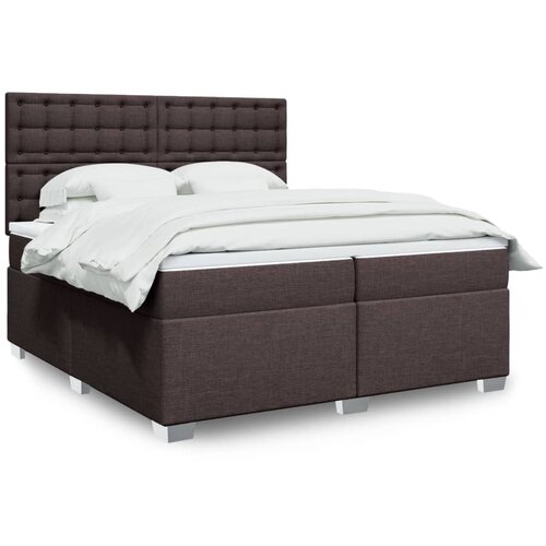 VidaXL Box spring postelja z vzmetnico temno rjav 200x200 cm blago, (21302321) Slike