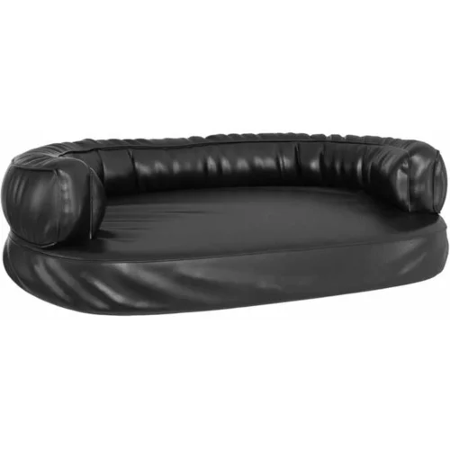  Ergonomska pasja postelja iz pene črna 88x65 cm um. usnje