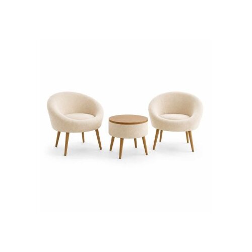 Atelier Del Sofa set od fotelja i stolića za kafu, 3 dijela, bež Cene