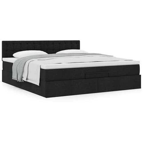 VidaXL Otomanski krevet s madracem crni 180x200cm od tkanine Slike