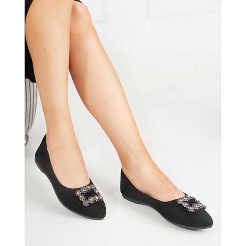 Resti Black women's eco-suede ballerinas with Linselisa decoration - Footwear Cene