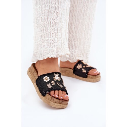 Boto Women's Sandals With Golden Buckles On Platform Black Rigasta Cene