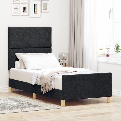 VidaXL Postelja Črna 100x200 cm Tkanina Slike