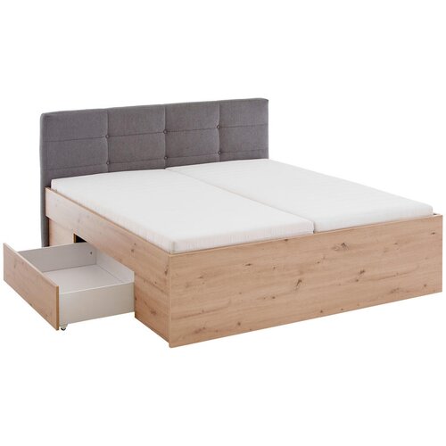XORA POSTELJA 200 cm x 140 cm , leseni material antracit, hrast artisan Slike