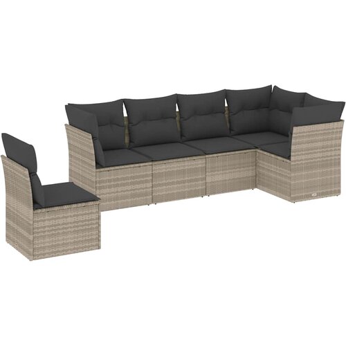  6-dijelni set vrtnih sofa od poliratana s jastucima svjetlosivi Slike