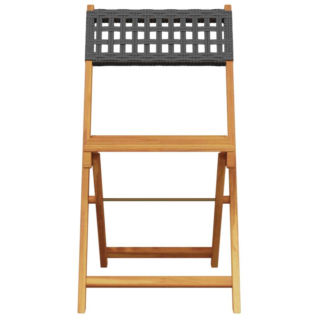 VidaXL 3-dijelni bistro set od poliratana i masivnog drva crni Slike