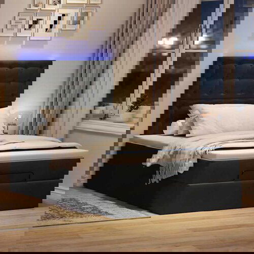 vidaXL Otomanski posteljni okvir z vzmetnicami črn 120x190cm žamet Cene