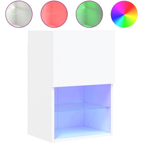Maison Chic TV omarica - TV stojalo - Televizijska omarica z LED lučmi bela 40,5x30x60 cm, (21701090) Slike