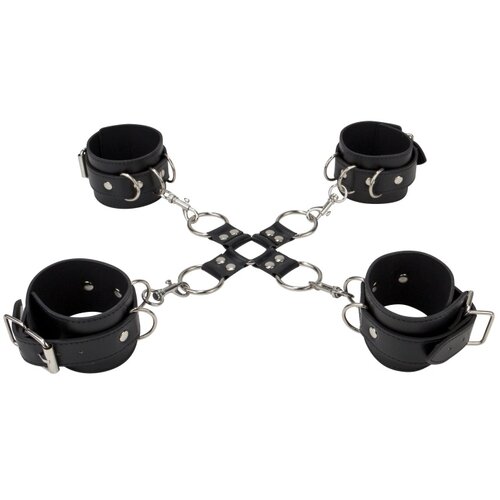 Ouch! Leather Hand And Legcuffs Black Cene