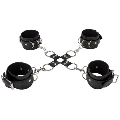 Ouch! Leather Hand And Legcuffs Black