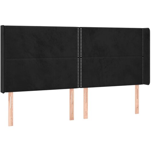 Maison Chic posteljno vzglavje - vzglavna omarica - nočna omarica z u&amp;scaron;esi črno 203x16x118/128 cm žamet, (21713163) Slike