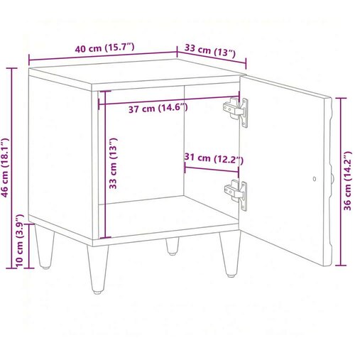  Noćni ormar Bijelo 40 x 33 5 x 46 cm Čvrsto drvo manga - Bijelo 1 Slike