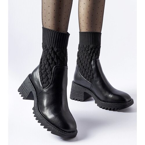 Gemre Black sock boots with Buckley embossing Cene