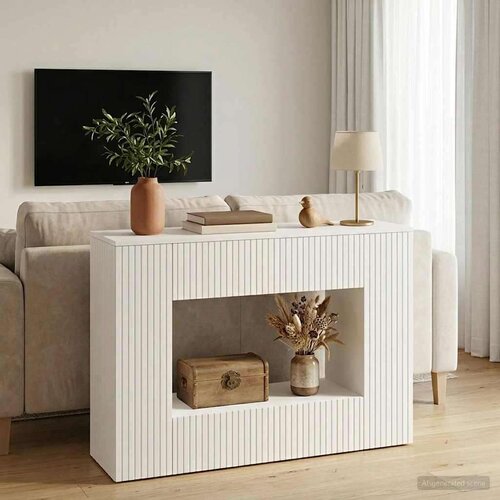  Konzolna stolica Prugasti Visoki Sjaj Bijeli 101 x 29 x 74 cm Cijene